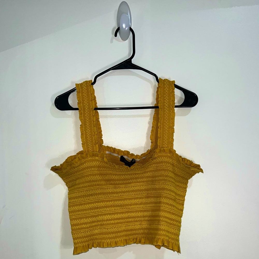 Yellow Frill Trim Crop Top